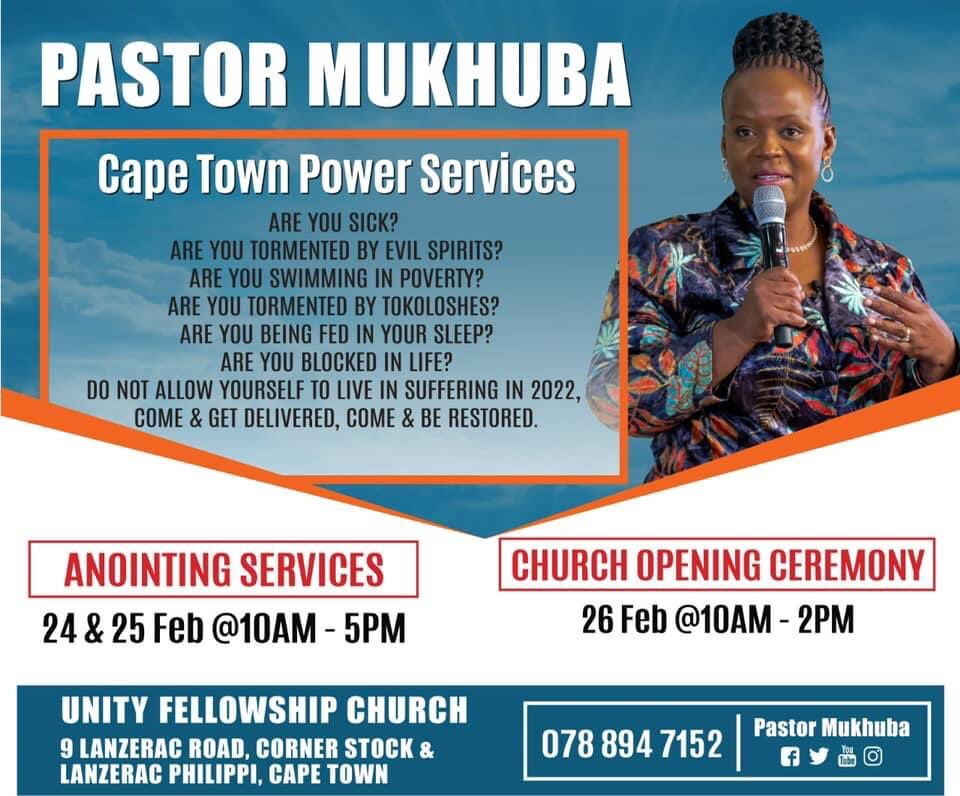 Thakhani_R's tweet photo. CAPE TOWN POWER SERVICES
24 &amp; 25 February, it shall be All Day Anointing Services for the people of Cape Town. 

26 February it shall be the Official Church Opening Service. 

Make sure that you come with your family &amp; 2022 shall be a great year for you! #AnointingFallOnMe https://t.co/lo2GsC1eP2