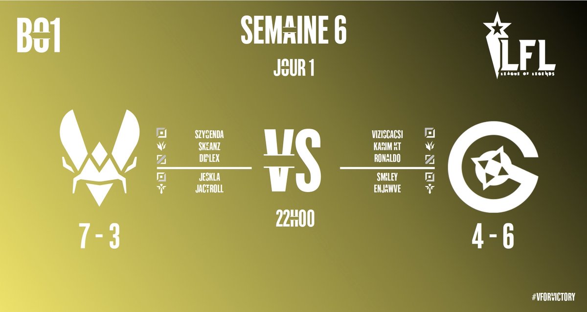 vitality_lol's tweet photo. Restons à la première place en continuons notre série de victoires face à #Gamersorigin ce soir en #LFL !
#VForVictory #WatchUsFollowUs https://t.co/tYt94cpEXF