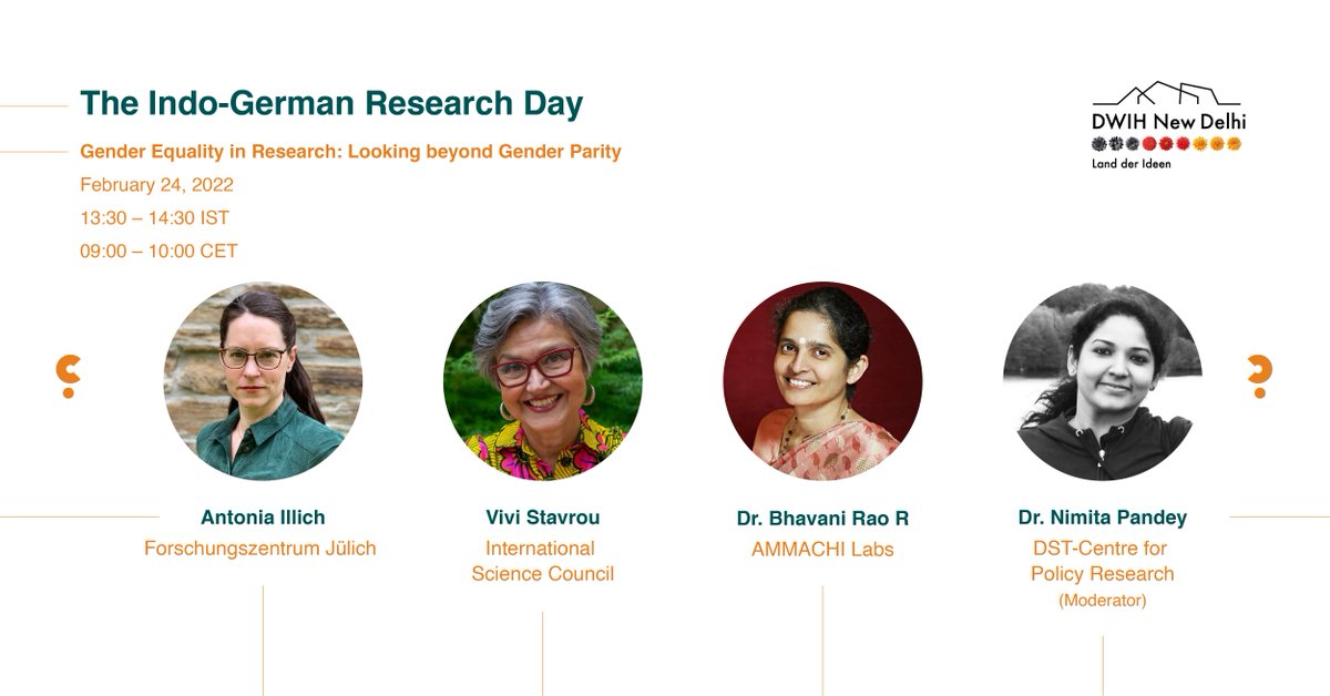 Looking beyond #genderparity in #research at the #IndoGermanResearchDay on 24 Feb!
Register now for getting insights from experts from <a href="/fz_juelich/">Forschungszentrum Jülich | @fzj@social.fz-juelich</a> <a href="/ISC/">International Science Council</a> <a href="/ammachilabs/">AMMACHI Labs & Center For Women’s Empowerment GE</a> <a href="/DSTCPRIISc/">DST-CPR-IISc</a> on #GenderEquality in #science.
Register now- 🌐 bit.ly/3dR0Vz3