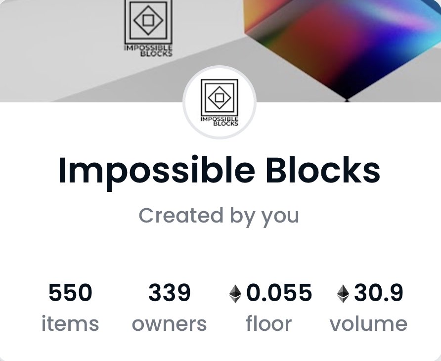 🔷Impossible Blocks🔷
🔥Exclusive available <a href="/opensea/">OpenSea</a>

AMAZING COMMUNITY😍 THANK YOU VERY MUCH ❤️

🚀Collection: opensea.io/collection/drs…

#OpenSeaNFT #NFT #NFTCommunity #NFTcollection #nftcollector #nftcollectors #NFTartist #NFTartists #NFTartwork #Ethereum #nftart #NFTProject