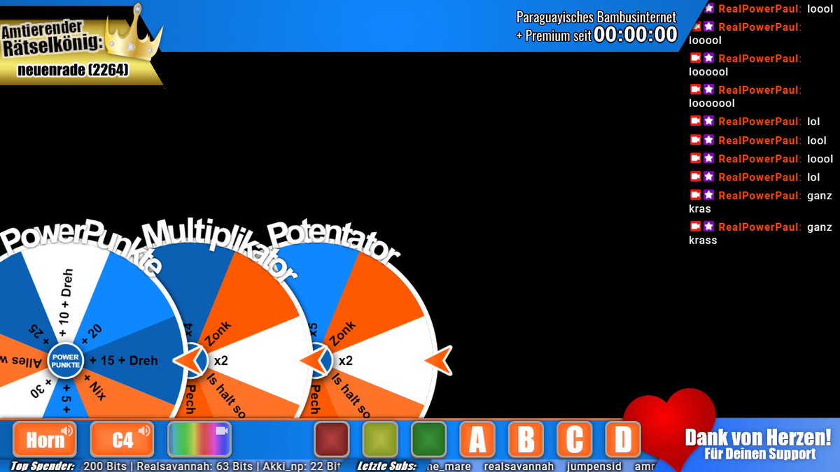 RealPowerPaul's tweet image. #Jeah! #Knöpfe in einer #Gameshow drücken, #interaktiv im #twitch #stream. #Wahnsinn. Wo? twitch.tv/realpowerpaul. #Groovy? #Perfekt!
Mo., Mi., Fr. &amp;amp; Sa. ab 19:00 Uhr. Dein Spaß!