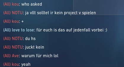 Am Samstag haben wir in der <a href="/projectvgg/">PROJECT V</a> Liga gegen das Team "Whole Lotta Juice" gespielt. Nachdem diese hoch geführt und später 13-3 gewonnen haben, haben die angefangen ohne Grund zu beleidigen. Daraufhin habe ich auf dem project V discord ein support ticket erstellt.