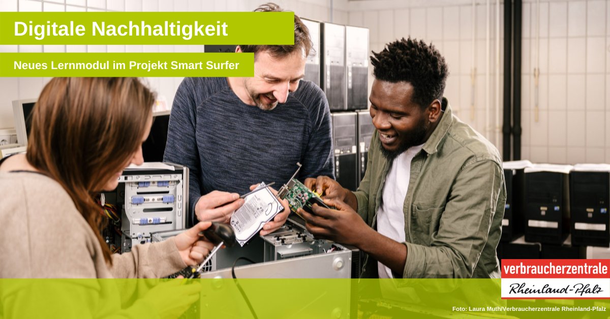 VZRLP's tweet photo. Wie schadet #Digitalisierung der #Umwelt? Und wo unterstützt sie uns bei einem nachhaltigeren Leben? Im neuen #SmartSurfer-Lernmodul „Digitale #Nachhaltigkeit“ gehen wir diesen beiden Fragen nach. Hier downloaden: https://t.co/kzVWUmrqWN https://t.co/S6TKOaG9lX