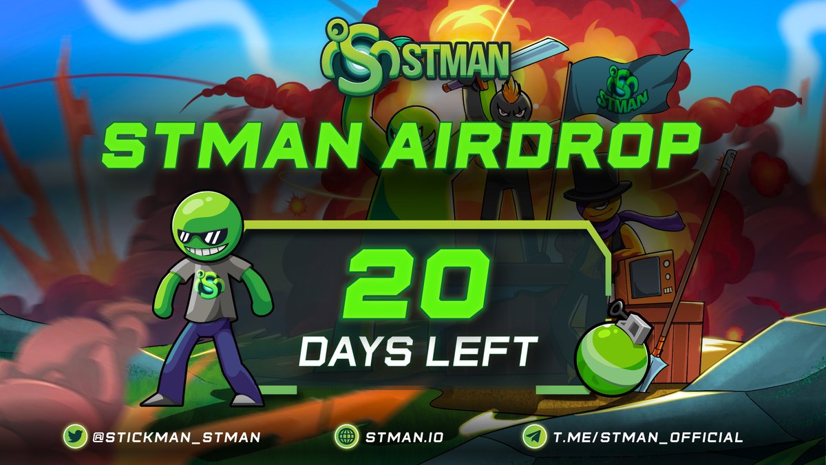 Stickman_STMAN's tweet photo. 💥STMAN's MASSIVE AIRDROP: 20 DAYS LEFT💥

⏰ Time is ticking and there are only 20 days to the final day of our airdrop event with the massive prize of $45,000 (~600,000 $STMAN token)

170K users have participated. Are you one of those?

#airdrop #STMAN #IDO https://t.co/2WwWpRbxiS