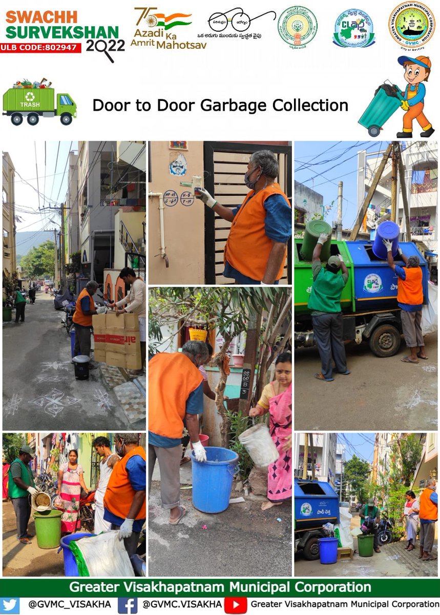 GVMC_VISAKHA's tweet photo. To keep the surroundings clean, Door to Door garbage collection of segregated waste done by GVMC at Vivekanandanagar, Ward 10, Zone 2.

#SwachhSurvekshan2022Visakhapatnam
#SwachhSurvekshan2022
#UGDSC2022
#MyCleanIndia
#AzadikaAmritMahotsav
#AmritMahotsav
#GarbageFreeCites https://t.co/dQ5M8MilQx