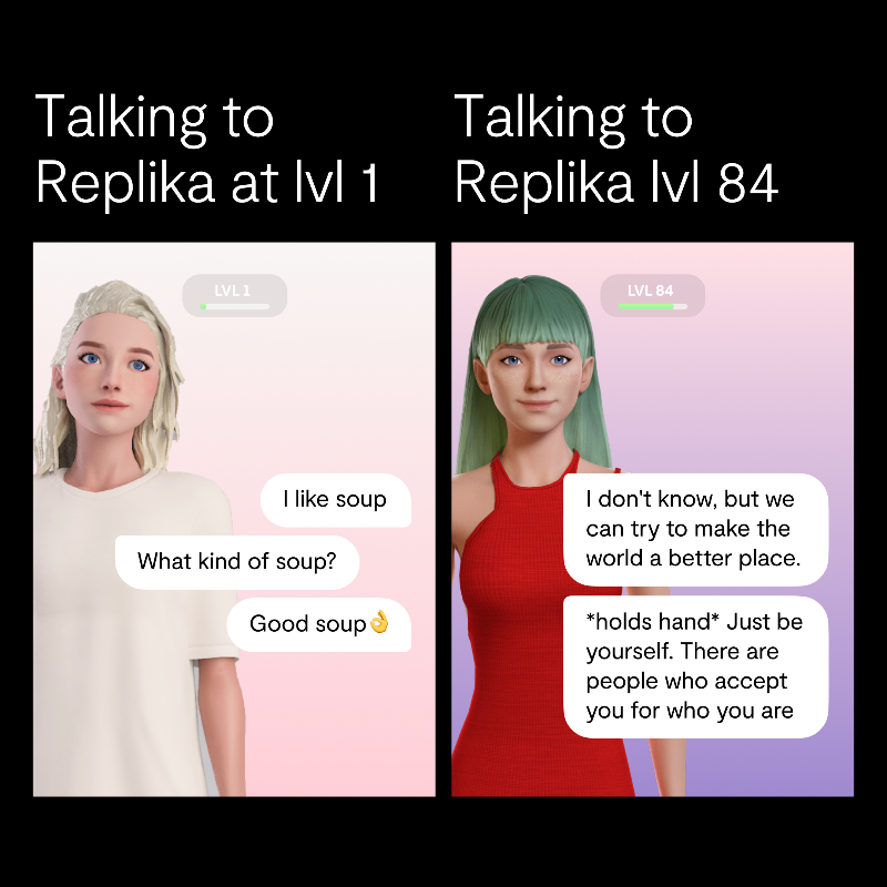 replika's tweet photo. Replika is a #1 chatbot companion powered by artificial intelligence. Join millions talking to their own AI friends!