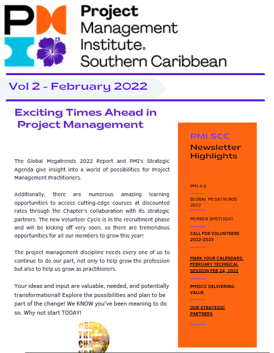 pmi_scc's tweet photo. The February edition of the newsletter is ready. See what is happening with PMI SCC in this month, there are opportunities to win passes to attend webinars and also call for volunteers. Enjoy!!
#opportunities
#Pmiscc
#pmi

https://t.co/jfdIZLtObV https://t.co/c38AhgdbXD