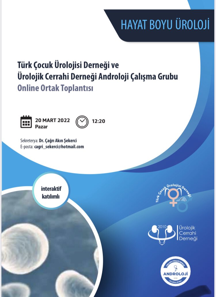UrolojikCerrahi's tweet photo. Türk Çocuk Ürolojisi Derneği @dernekcocuk - ÜCD Androloji Çalışma Grubu @androlojiucd ortak toplantısı online olarak 20 mart 2022 tarihinde pazar günü saat 12:20'de @UropediaUCD ‘dan canlı olarak yayınlanacaktır. https://t.co/XAaXIH8vCK