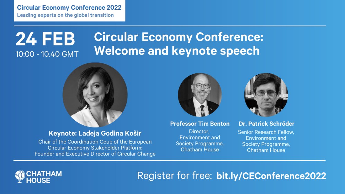 💡 91% of what we take from the earth is wasted.

What is the role of:
▫️ Global collaboration 🇪🇺🇻🇳🇫🇮🇺🇸
▫️ International trade ✈️
▫️ Metrics and indicators 📊
in delivering circularity?

Open to all - the Chatham House annual conference on 24 Feb 👇
bit.ly/CEConference20…