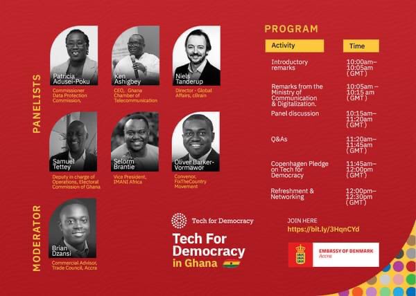 BrixenlaCour's tweet photo. How do we make democracy work for, and not against, democracy in Ghana and around the world? The discussion is ongoing. Join us online now: https://t.co/mpcJiJxJZy @DKAmbGhana #techfordemocracy https://t.co/MZRDEUQ044