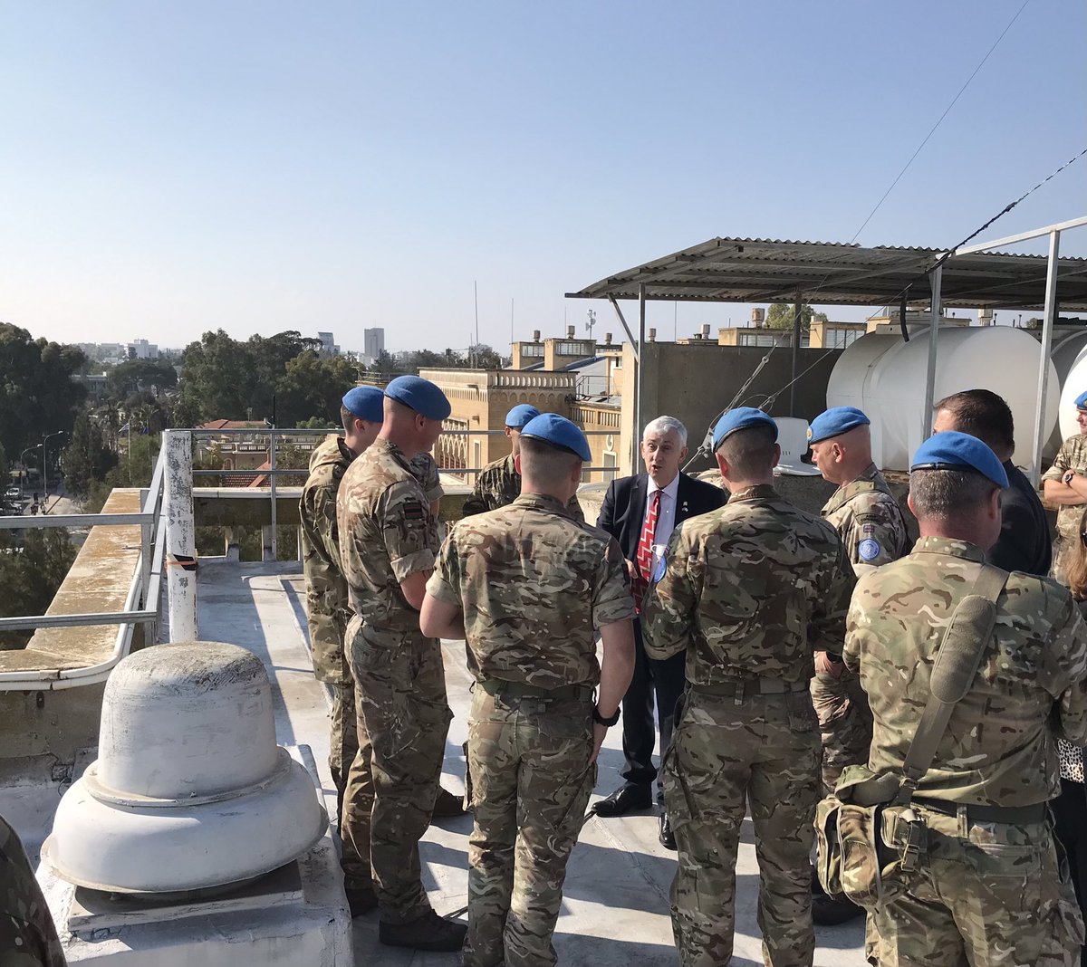 This morning I visited Ledra Palace in Cyprus to meet <a href="/UKinUNFICYP/">UK in UNFICYP</a>. I thanked them for the vital role they play in preserving peace and stability. <a href="/UN_CYPRUS/">UN Cyprus</a>