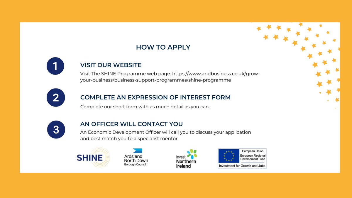 ANDborough's tweet photo. Applying to The SHINE Programme really is as easy as 1, 2, 3!
Take the first step to growing your business and visit https://t.co/EMW3KFcTDH
#BusinessSupportProgramme #BusinessGrowth #ANDBusiness https://t.co/YfEeqeB8cF