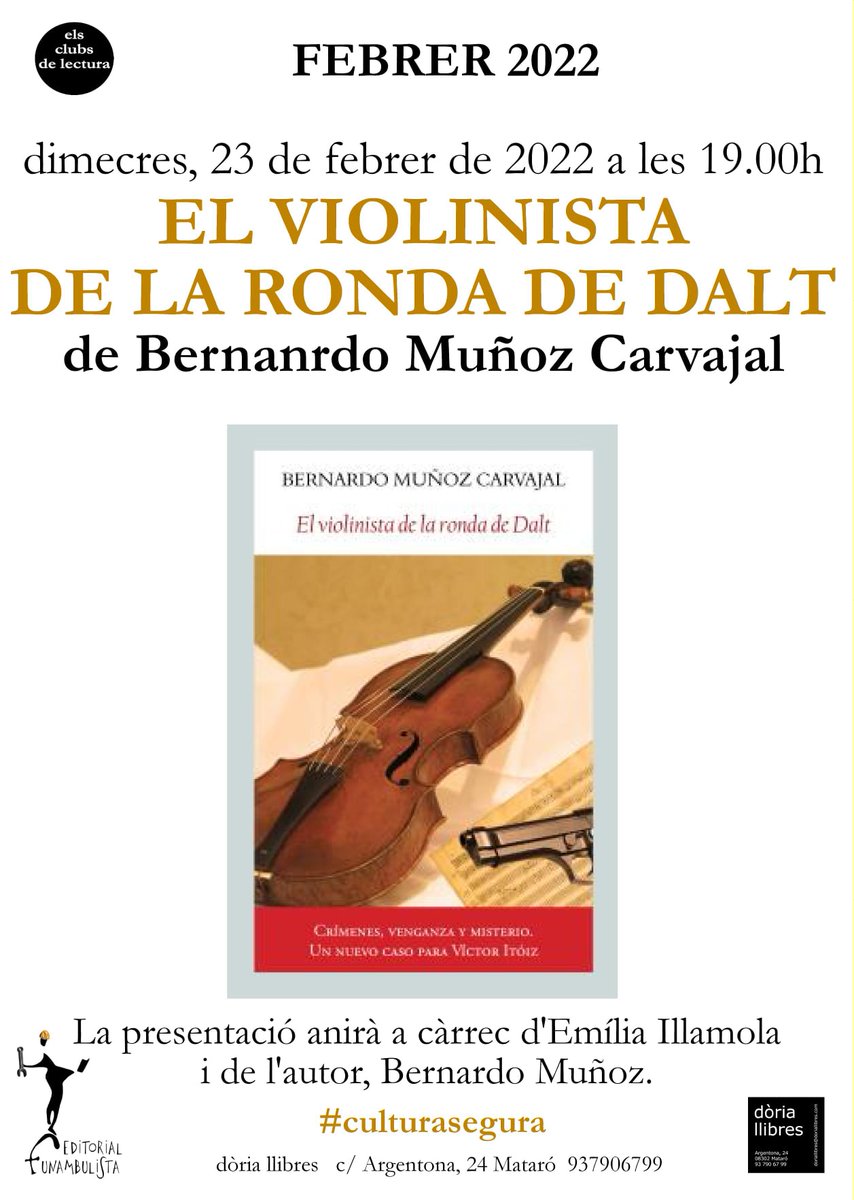 "El violinista de la ronda de Dalt" de Bernardo Muñoz Carvajal os espera en <a href="/doriallibres/">Dòria Llibres</a>  el 23 de febrero