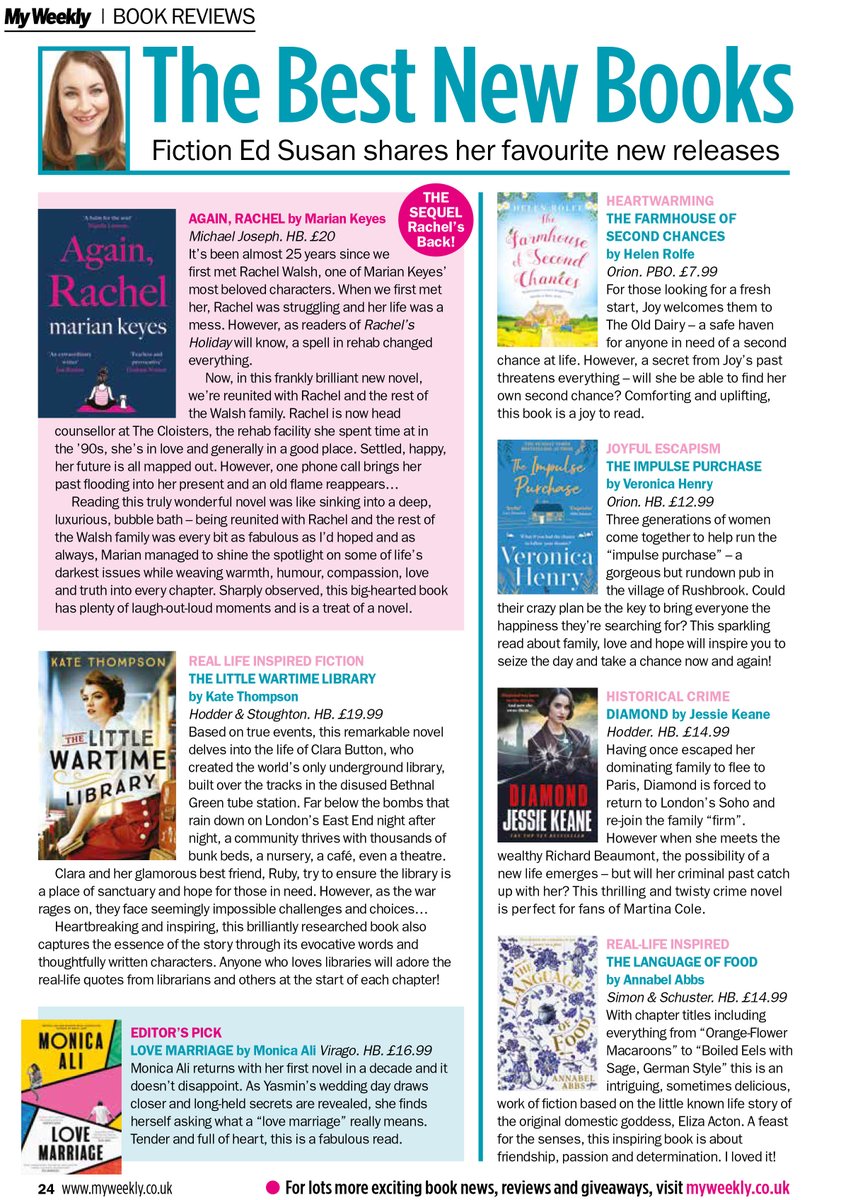 So many great books out this month, including the fabulous #AgainRachel by @MarianKeyes - out tomorrow! Here are are few more to add to your TBR pile from authors including @katethompson380 @HJRolfe @veronica_henry @realjessiekeane #MonicaAli and @annabelabbs  @My_Weekly
