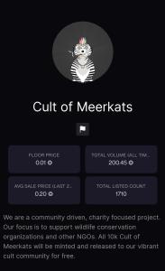 <a href="/CultOfMeerkats/">Cult of Meerkats (#COM)</a> crossed 200 sol total volume on @MagicEden_NFT so the team decided to sweep the floor today as promised.. Big shout out to our amazing community 😍 this was not possible without your love and support 🎉 join our discord for more details 🧹