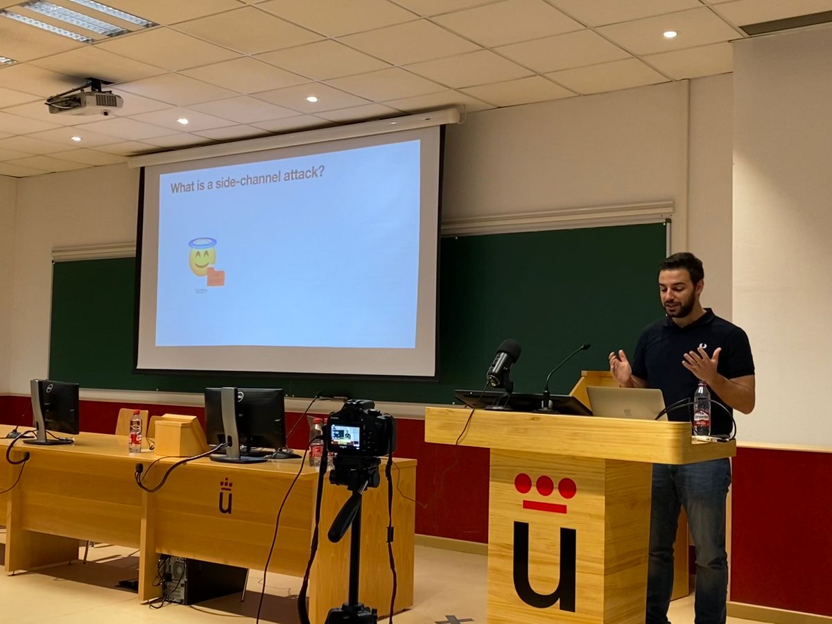 HackOnURJC's tweet image. Next up, coming from IMDEA Software Institute, we are going to learn about side-channel attacks with Marco Guarnieri! 
Stay tuned! 💻
#HackOn2022