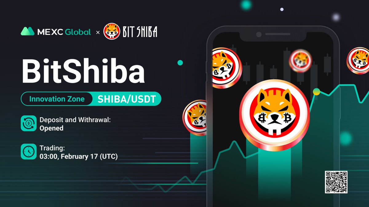 MEXC will list @BitShibaToken in the Innovation Zone under $SHIBA/USDT trading pair. ✅Deposit & Withdrawal: Opened ✅Trading: 03:00 Feb 17 (UTC) Details: bit.ly/36iGo6a 💚Sign up: bit.ly/3uemwLl #BitShiba #Shiba #MEXCGlobal #MEXCListing