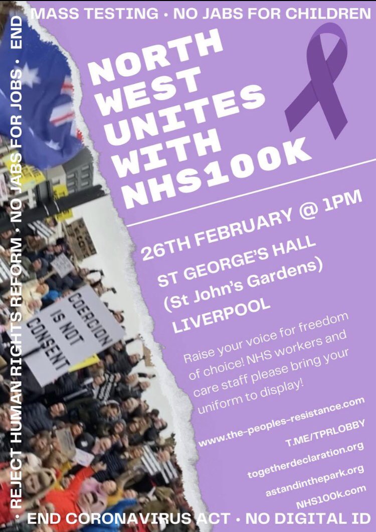 NHS100K's tweet photo. Please pop along if you are in the area. Let’s continue to make a stand as we still have a long way to go. Our fight is not over until everything ends!
#StopJabbingKids
#EndCoronaVirusAct
#RejectHumanRightsActReform
#EndMassTesting
#NoJabsForJobs https://t.co/INK8ORxe0l