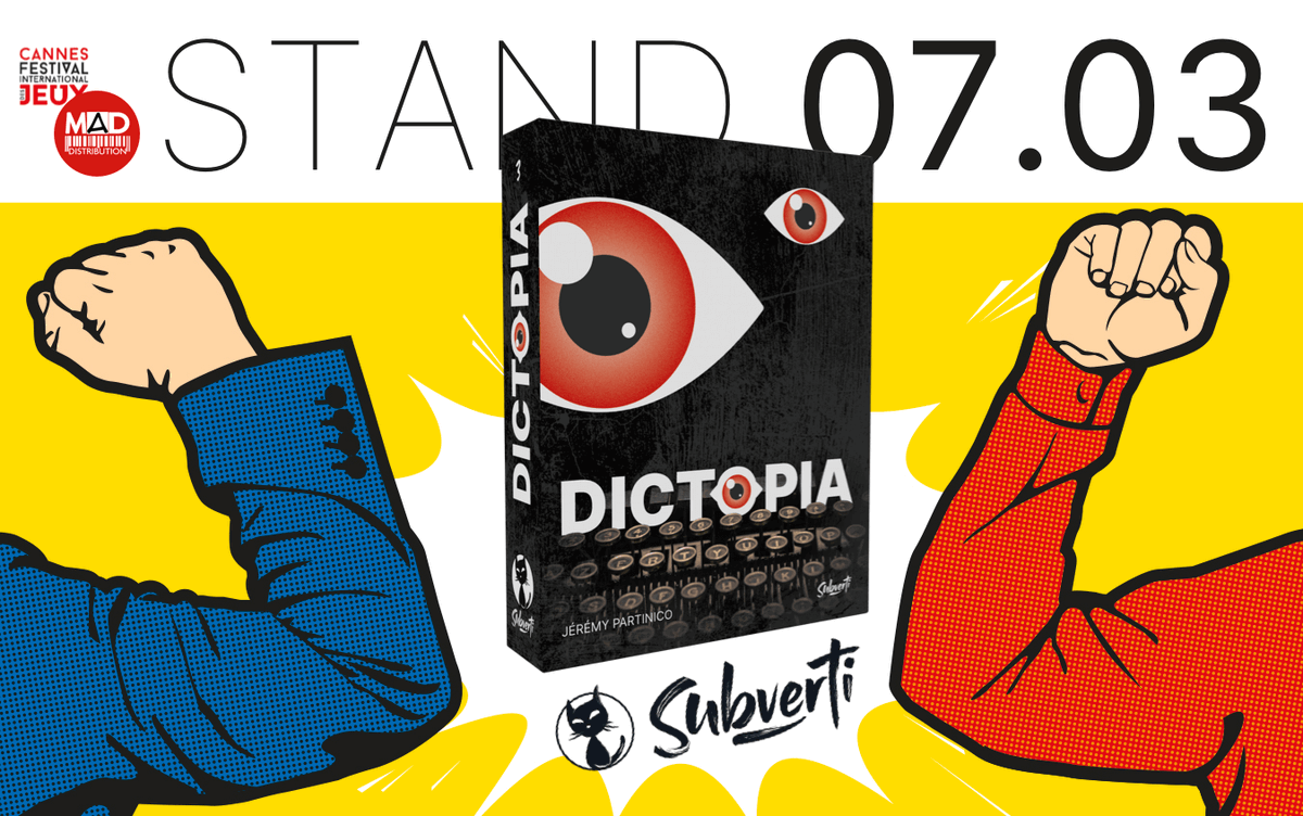 SubvertiGames's tweet photo. Subverti est présent @fijcannes du 24 au 27 février 2022 à #Cannes pour présenter #Dictopia de @jeu10ouie ! 😻
N'hésitez pas à venir jouer et papoter avec nous ! 👋
Infos pratiques par ici https://t.co/PtRPSRufSu https://t.co/0oPvwtFEso
