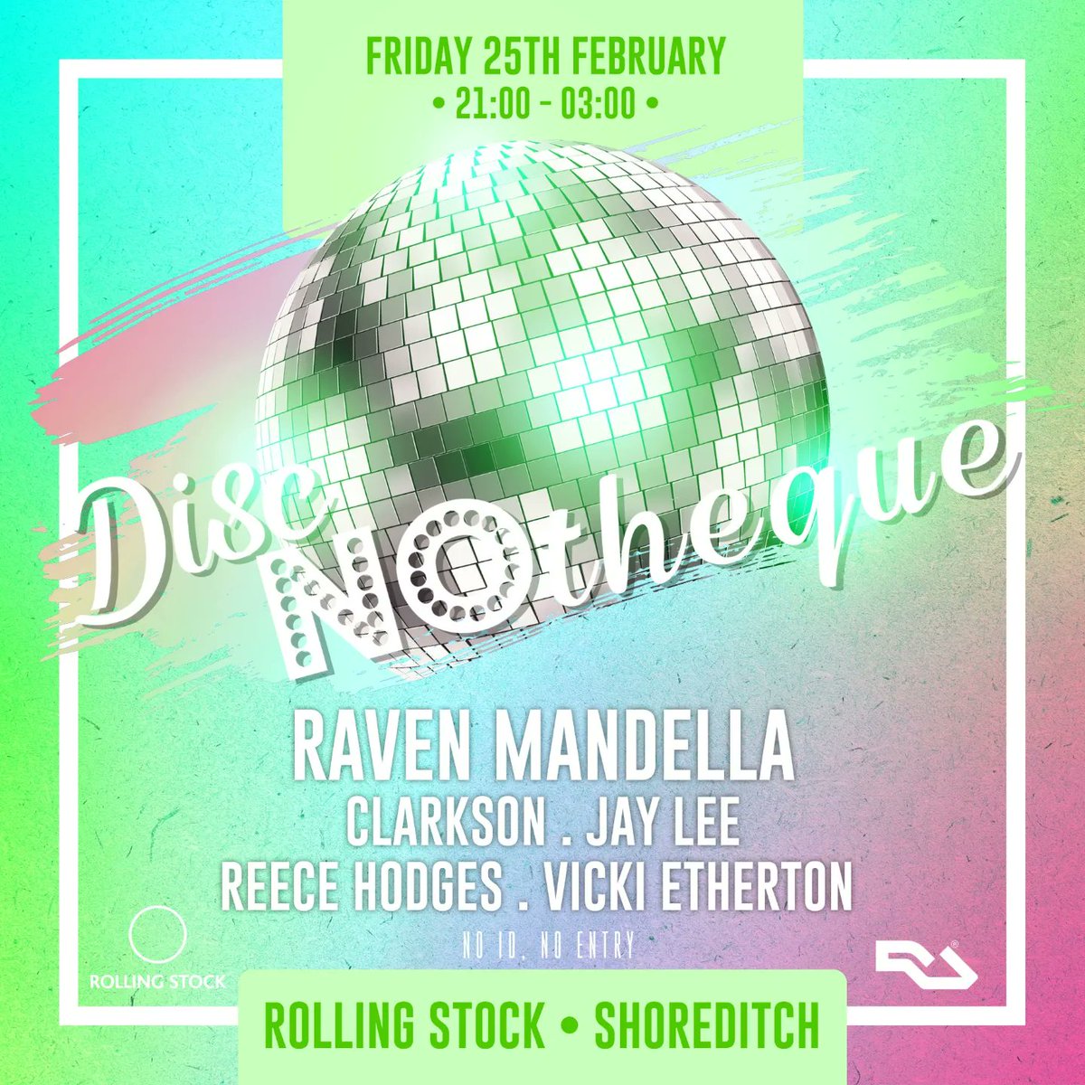 DiscNoTheque's tweet photo. FRIDAY 25TH FEBRUARY we are back at Rolling Stock and tickets are just £7.50🙌🏼😳 what a bargain

🕺🏽6 hours of Disco-House goodness with the super fabulous 💫RAVEN MANDELLA💫 

👇🏼Grab your ticket today https://t.co/Qi1c9UJ7cJ

#Disco #rollingstock #LondonDisco #Party #DiscNoTheque https://t.co/rf8z9kwSEP