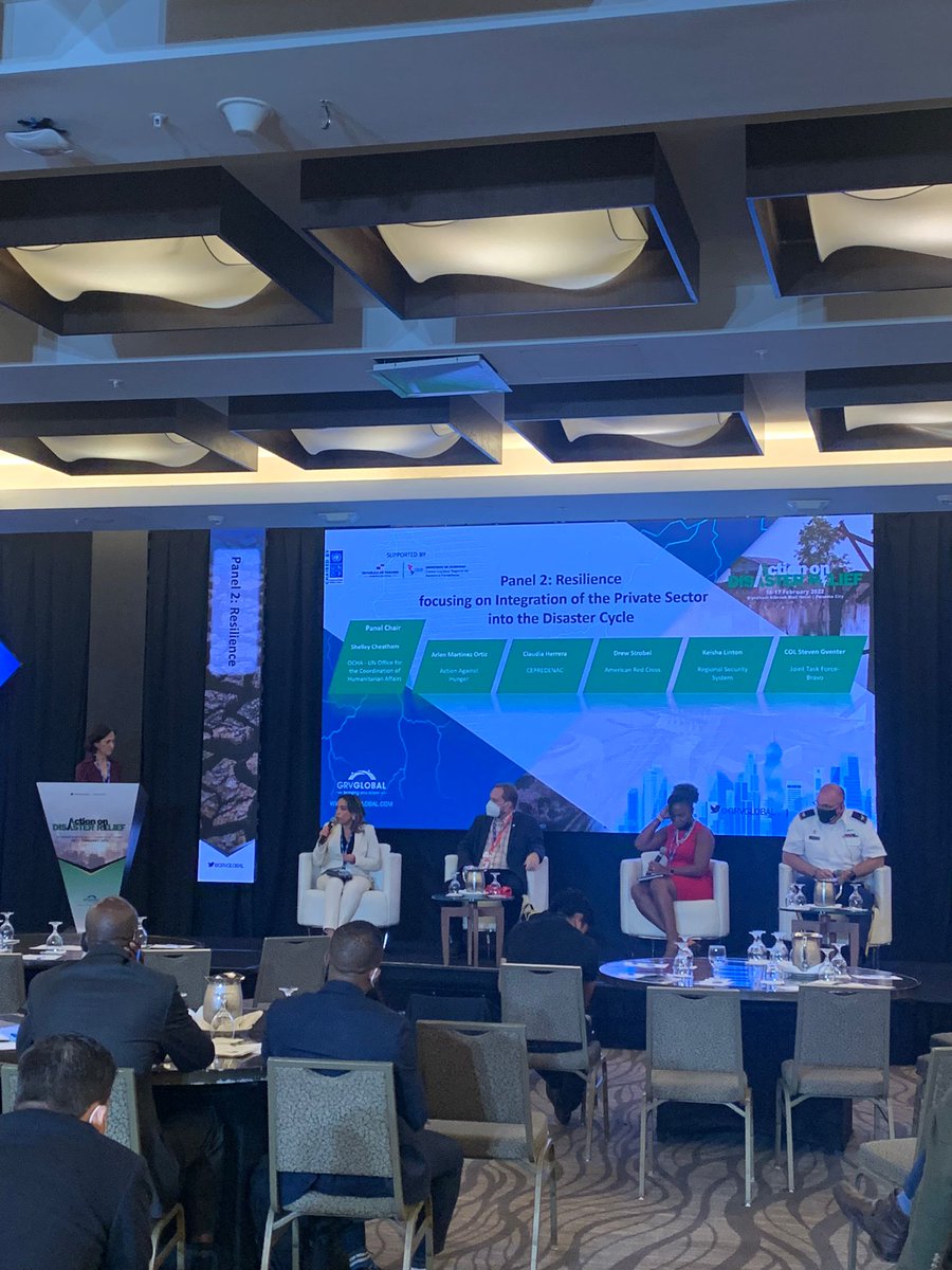 CEPREDENAC's tweet photo. Secretaria Ejecutiva @C_HerreraMelgar participa en el panel "Resiliencia enfocada a la integración del sector privado en el ciclo de los desastres" en el marco de la #ADR22. https://t.co/HZtGDkjusq