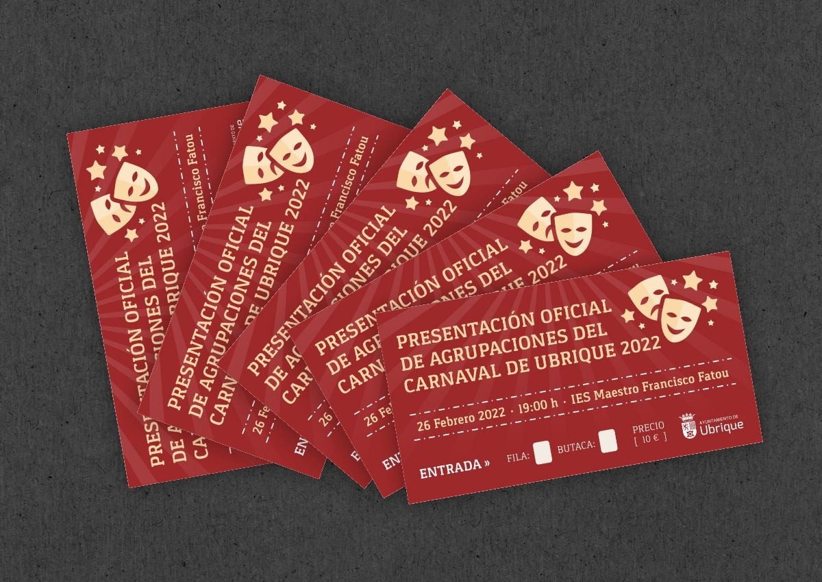 radioubrique's tweet photo. VENTA DE ENTRADAS DE LA PRESENTACIÓN OFICIAL DE LAS AGRUPACIONES DEL CARNAVAL DE UBRIQUE 2022

🗓 A partir del 18 de febrero a las 10:00 horas
🏛 Oficina Municipal de Turismo de #Ubrique
🎫 Precio de la entrada: 10 € https://t.co/uoggNmN34b