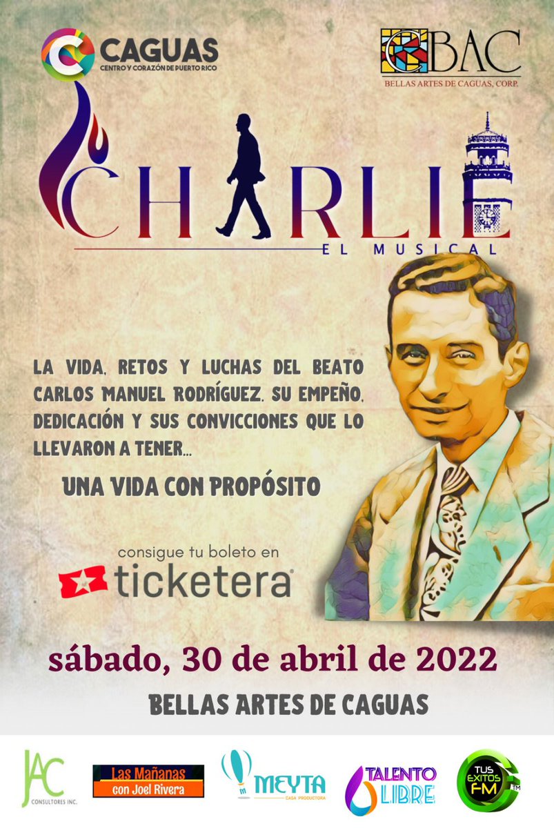 CHARLIE | En Charlie, el musical, conocerás la vida, retos y luchas del beato Carlos Manuel Rodríguez.  Un joven puertorriqueño que en momentos cruciales levantó su voz durante su vida en la UPR. .<a href="/charliecaguas/">CharlieElMusical</a>