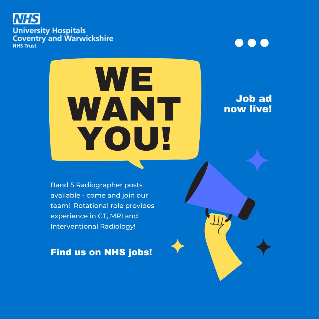 UHCW Radiology (@radiologyuhcw) on Twitter photo We interviewed some great candidates this week who have been offered their first post-qualification Radiographer roles!
We have more posts available, get in touch if you'd like to talk to us and visit jobs.uhcw.nhs.uk/job/v3930600 to apply!
<a href="/nhsuhcw/">UHCW NHS Trust</a> <a href="/AHPS_UHCW/">UHCW_AHPS 💙</a> <a href="/BCURadiography/">BCU Radiography</a> We interviewed some great candidates this week who have been offered their first post-qualification Radiographer roles!
We have more posts available, get in touch if you'd like to talk to us and visit jobs.uhcw.nhs.uk/job/v3930600 to apply!
<a href="/nhsuhcw/">UHCW NHS Trust</a> <a href="/AHPS_UHCW/">UHCW_AHPS 💙</a> <a href="/BCURadiography/">BCU Radiography</a>