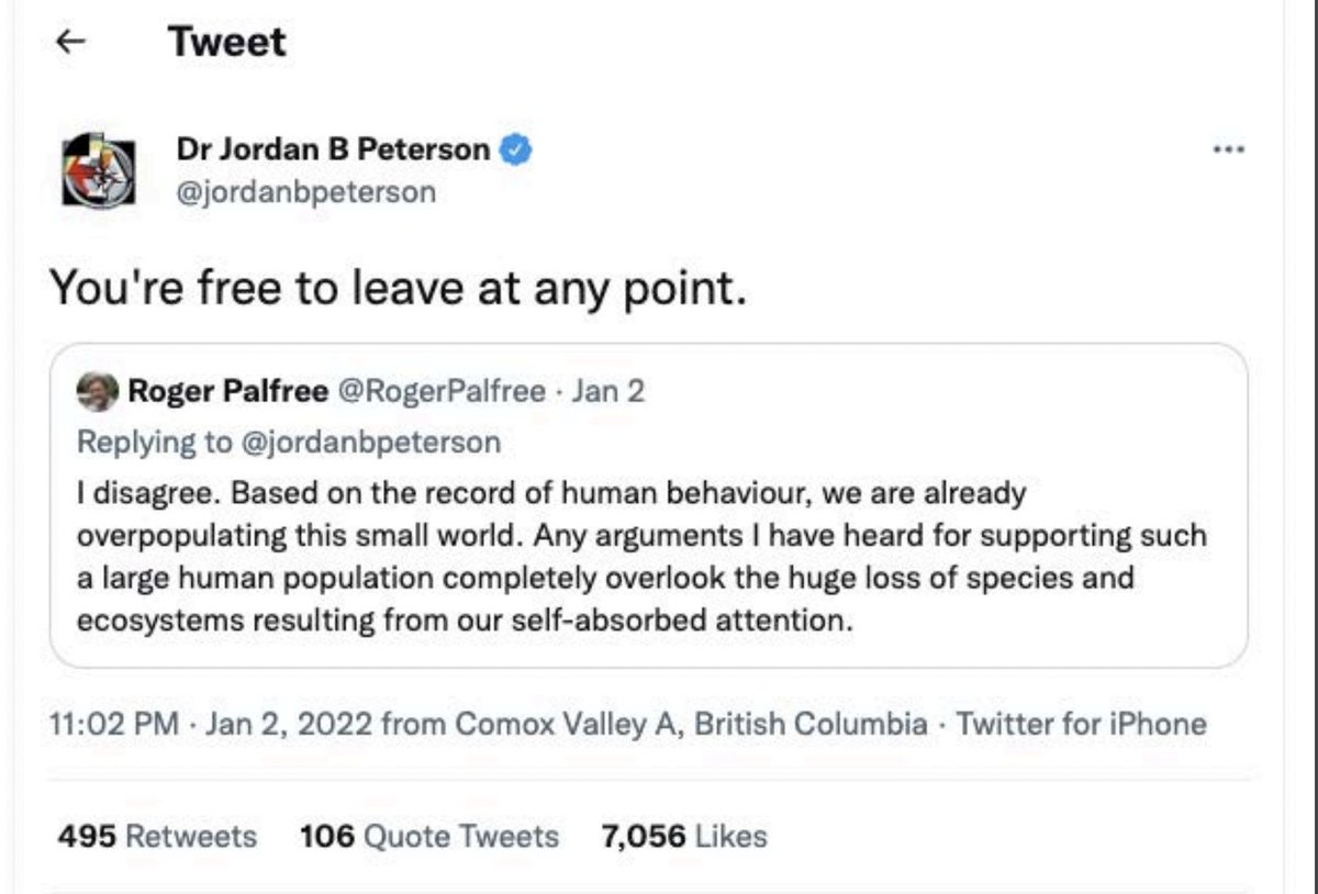 I am being investigated by the Ontario College of Psychologists because of a complaint about this tweet, not submitted, by the way, by the person I responded to. I refuse to defend myself against such things anymore. It takes days of work to mount such a defence.