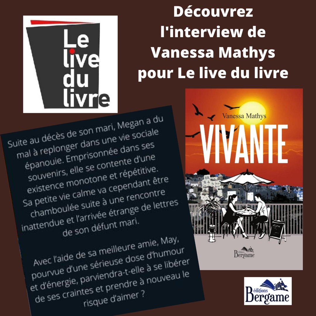 Merci au <a href="/Lelivedulivre/">Le live du livre</a> pour la sympathique interview concernant mon roman "Vivante".

A découvrir sur leur site :

lelivedulivre.com/vanessa-mathys…

#vivante  #vanessamathys #interview #roman #lecturedumoment #feelgood #bookstagrambelgique #bookstagram