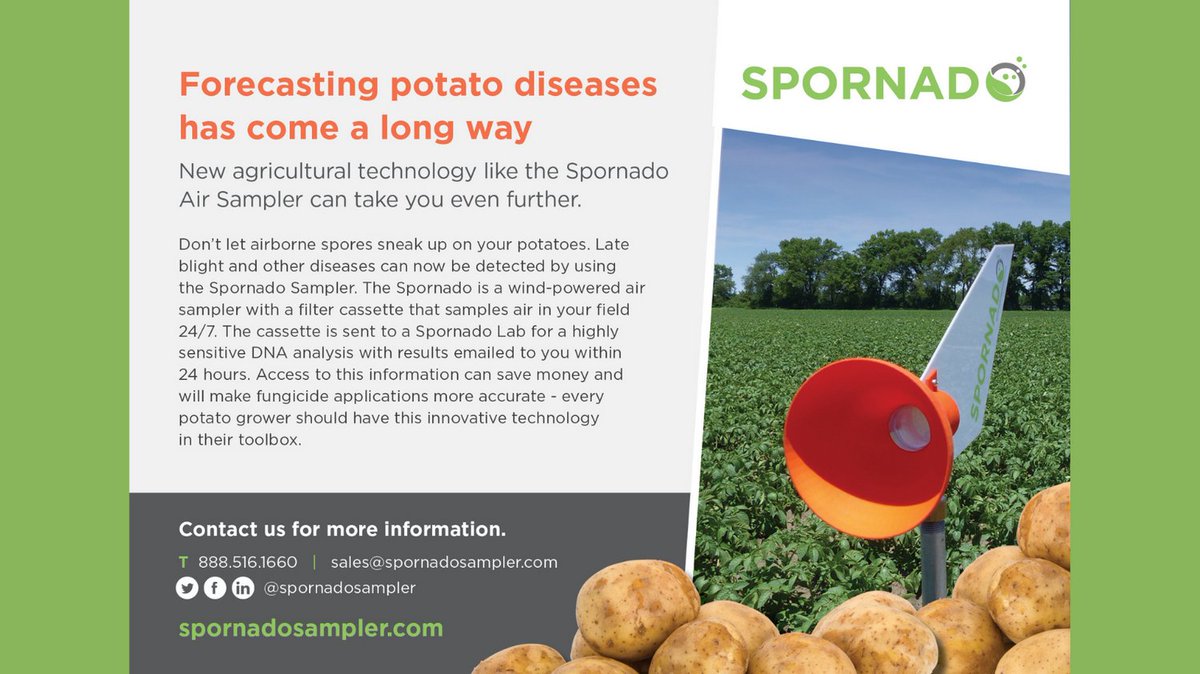 Know when disease is in your field, long before you see it on your crops.  

#potato #agtech #cdnag #ontag