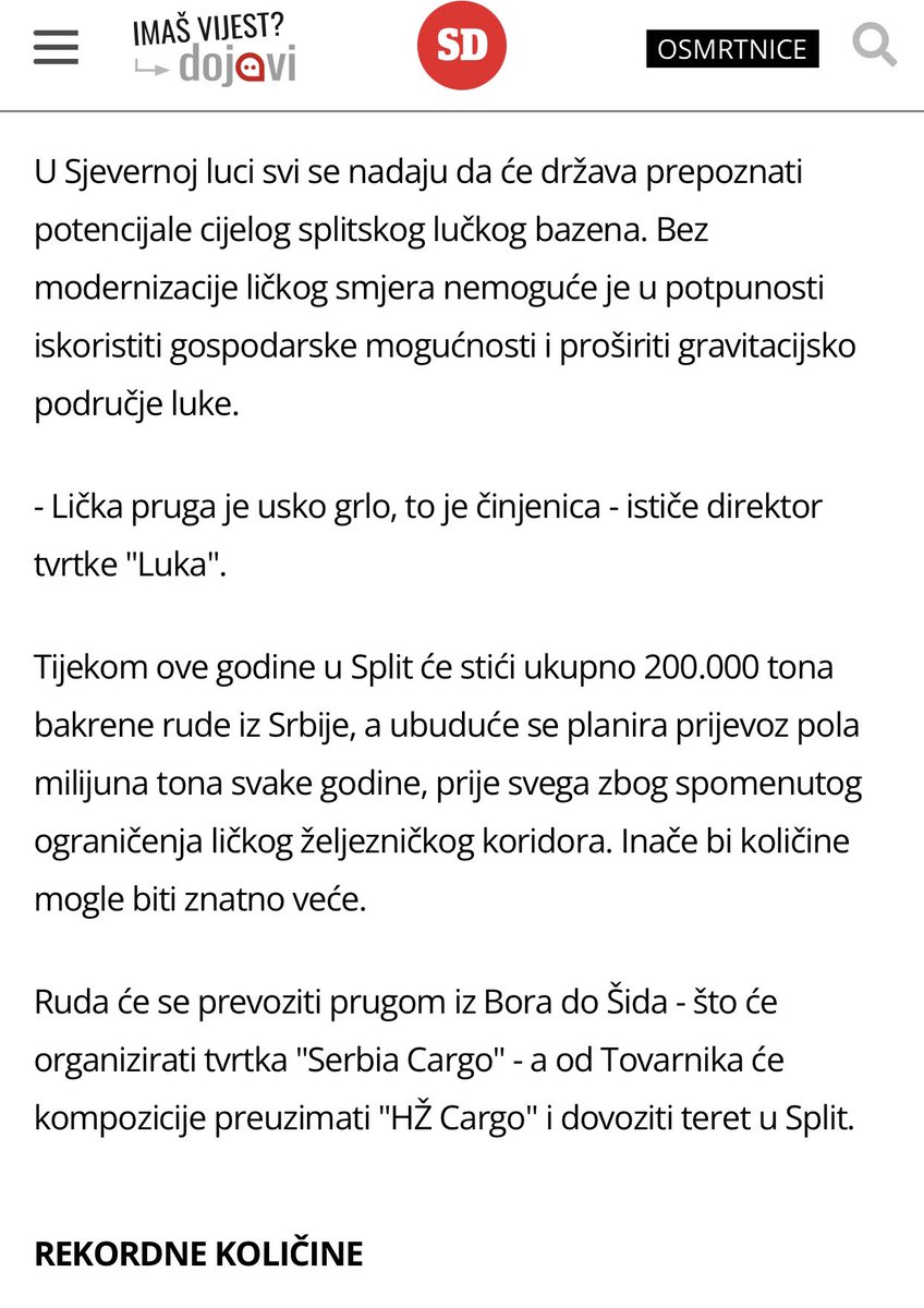 DordeStojkovic's tweet photo. Kinezi prevoze 200.000t bakarne rude iz Bora u Split, pa na brodove za Kinu!
-Hrvatske železnice nemaju kapaciteta da same podmire 192 vagona, pa će pola vagona voziti Serbia Cargo. Ostaćemo bez bakarne rude, koliko se nenormalno eksploatiše i izvozi u Kinu! https://t.co/ZJwaWirTbW