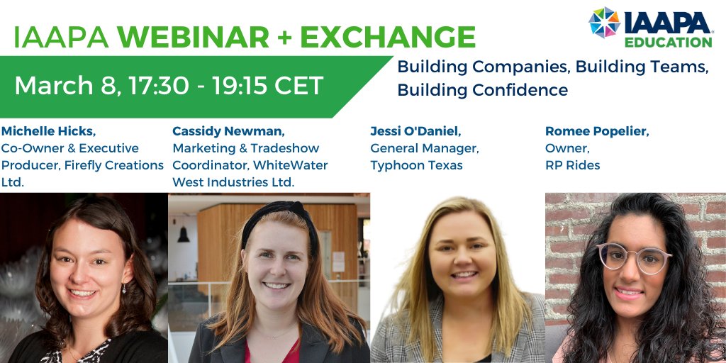 MichelleHicksUK's tweet photo. Looking forward to joining this panel on the next IAAPA YP webinar on 8th March. Hear our experiences from different sectors of the industry before we break into smaller groups for an informal discussion. Registration via link below:
https://t.co/ZZMRZ8lM5j https://t.co/H6fd14JdkB