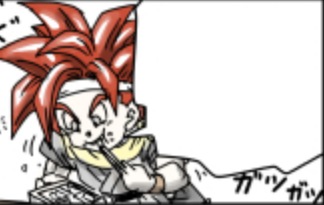 Well, in his case, he's eating... uh, what is he eating?