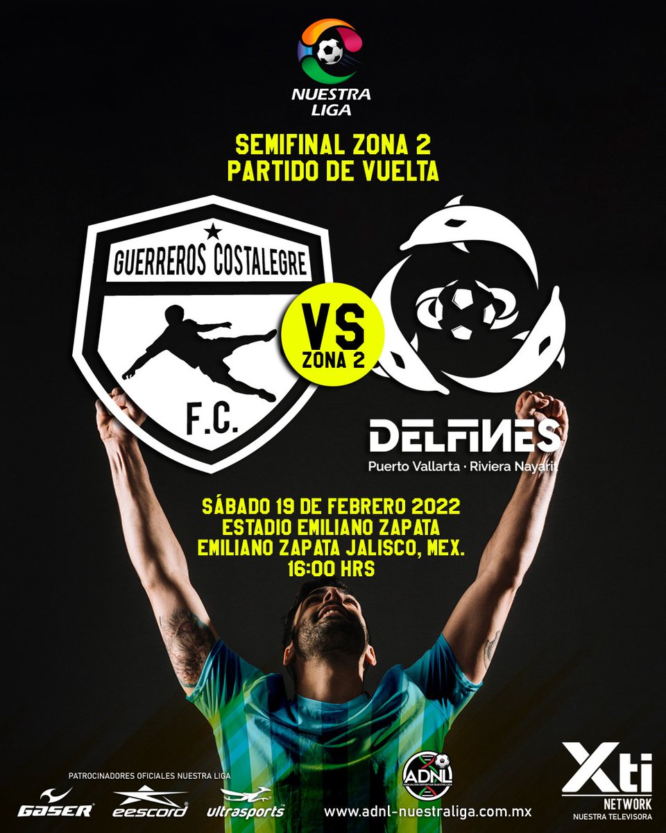 Todo listo para las Semifinales de Vuelta Zona 2 Guerreros Costalegre VS Delfines PVRN Sábado 19 de febrero 2022 Estadio Emiliano Zapata Emiliano Zapata Jalisco, Mex. 16:00 hrs