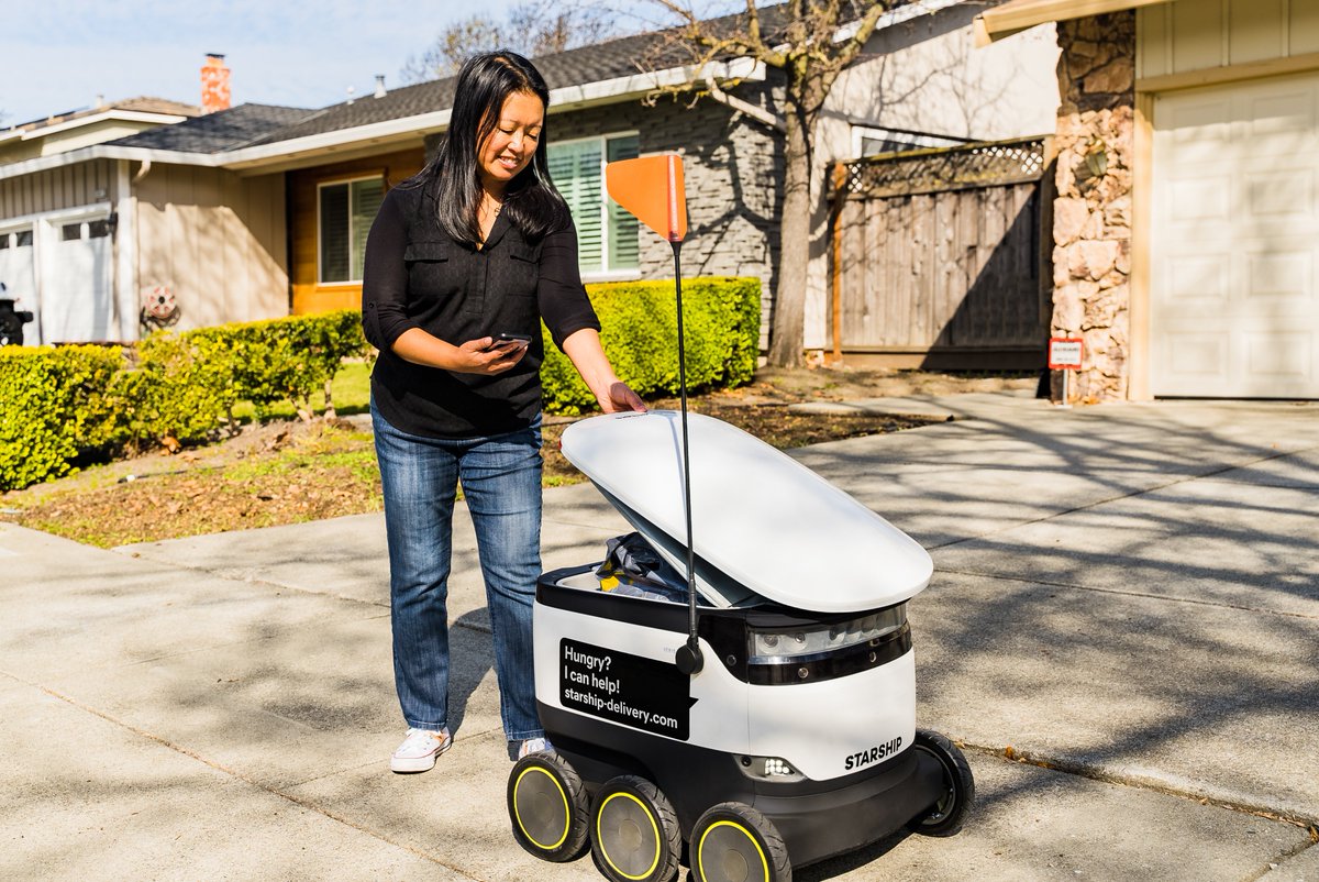 StarshipRobots's tweet image. On National Innovation Day, we’re excited to launch our grocery delivery service in the San Francisco Bay Area. Our partnership with @SaveMart now brings autonomous, on-demand robot deliveries to the great people of Pleasanton, from their Lucky, CA store. starship.xyz/press_releases…