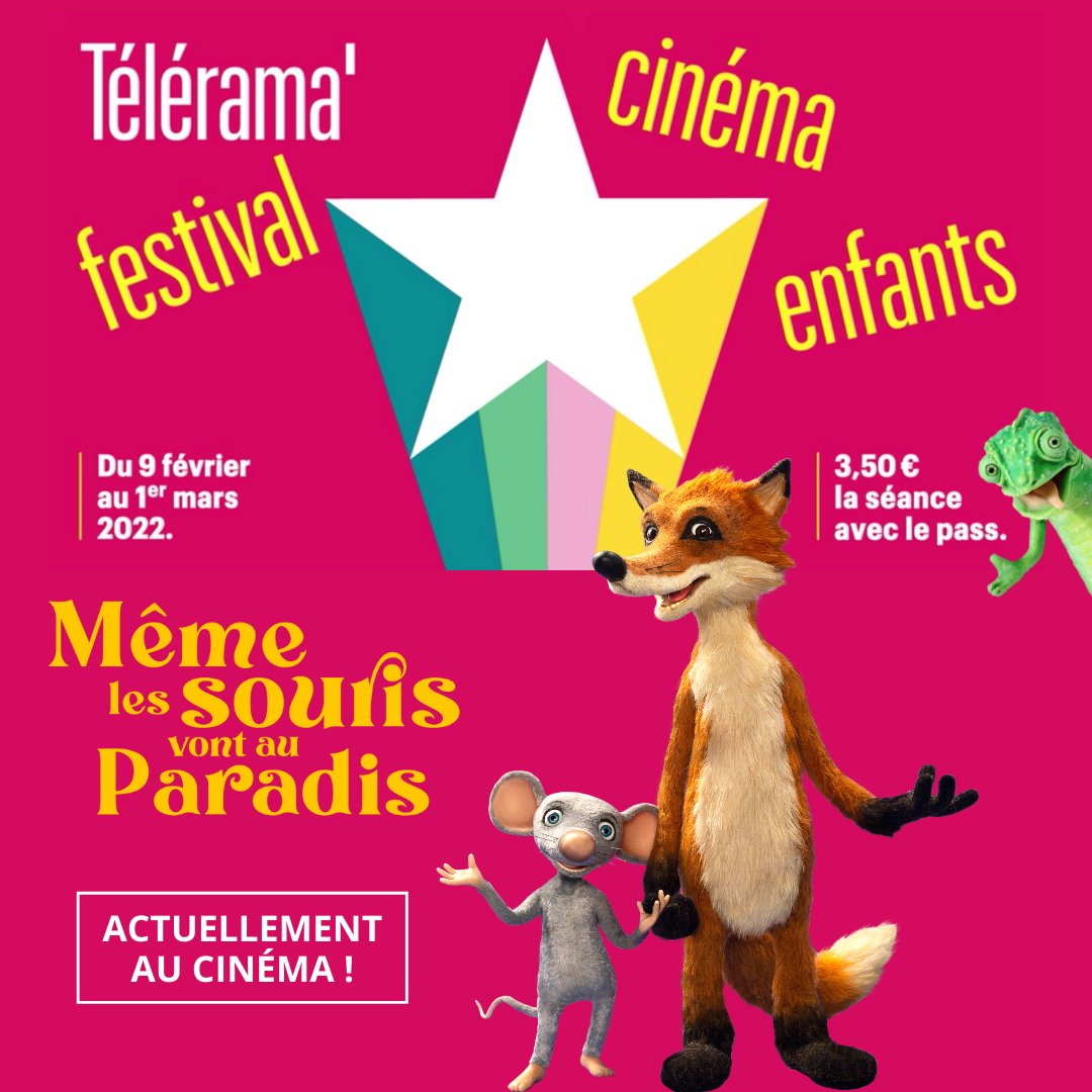 🐭🦊 De retour au cinéma partout en France et pour toute la durée des vacances ! 🍿🎟️ 🎬 A voir ou à revoir en Famille, en attendant la Cérémonie des César le 25 février 🌟 #memelessourisvontauparadis #télérama #festivalteleramaenfants #film #animation #FestivalCinémaTélérama