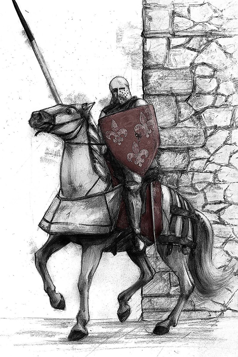 grimmsever's tweet image. Digitally colored pencil drawing, scene from #TheLastDuel