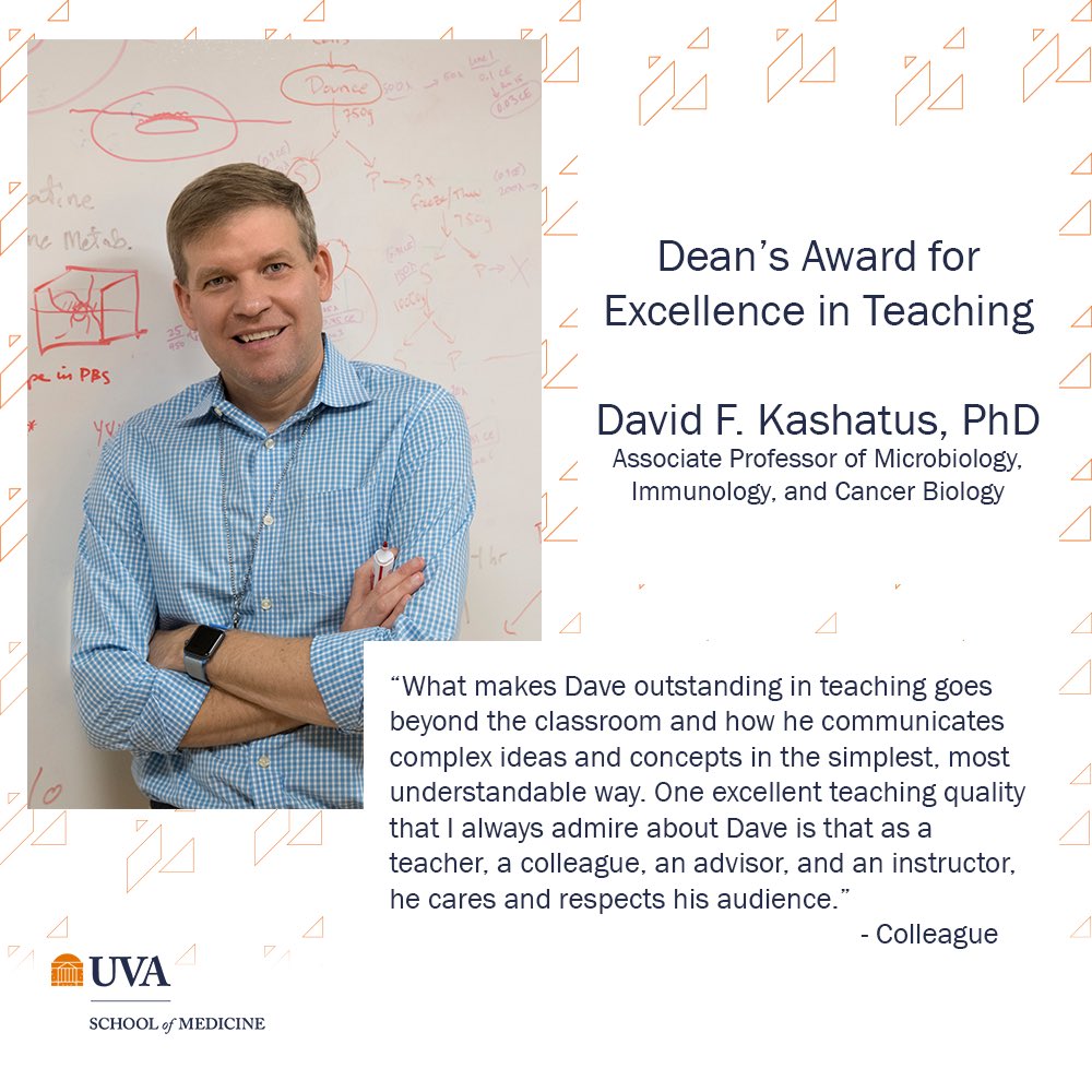 UVaSOMFacDev's tweet photo. Dr. David F. Kashatus, Associate Professor of @UVA_MIC, is described as a teacher who always “cares and respects his audience.” https://t.co/hk5PgwkAeL