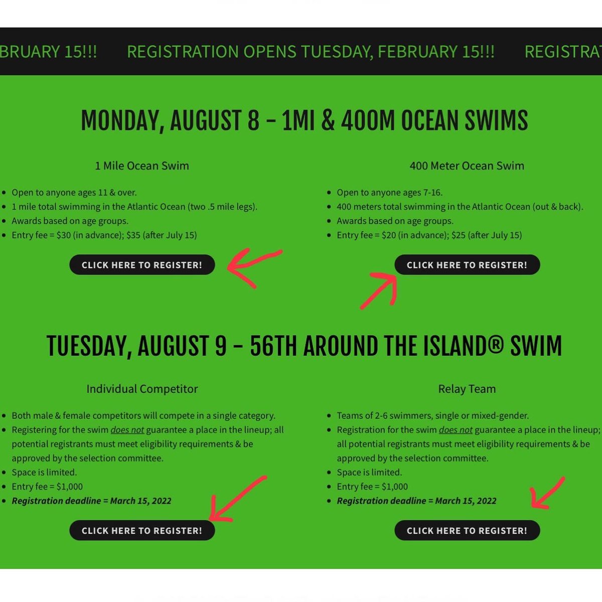 jwopenwater's tweet photo. Registration for all events in the 3rd Annual #JWOWF is now open!

If you’re interested in the 56th Around The Island®️ Swim, all registrations &amp; documentation MUST be submitted by March 15 to be included in our Selection Committee!

#openwaterswimming #swimming #AtlanticCity https://t.co/bOm5viiDMv