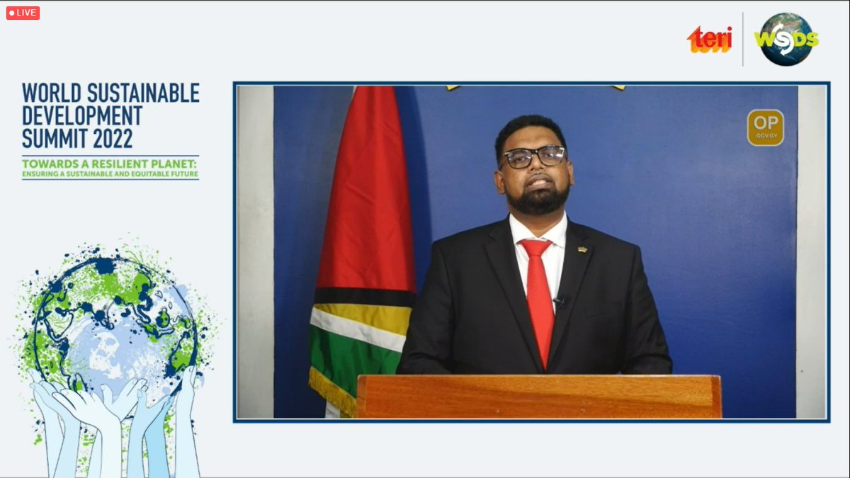 The theme of this year’s Summit, ‘Towards a Resilient Planet: Ensuring a #Sustainable & Equitable Future’ is an ambitious call to act before it gets too late. A call which Guyana fully supports: @DrMohamedIrfaa1, President, Cooperative Republic of Guyana in his Keynote Address.