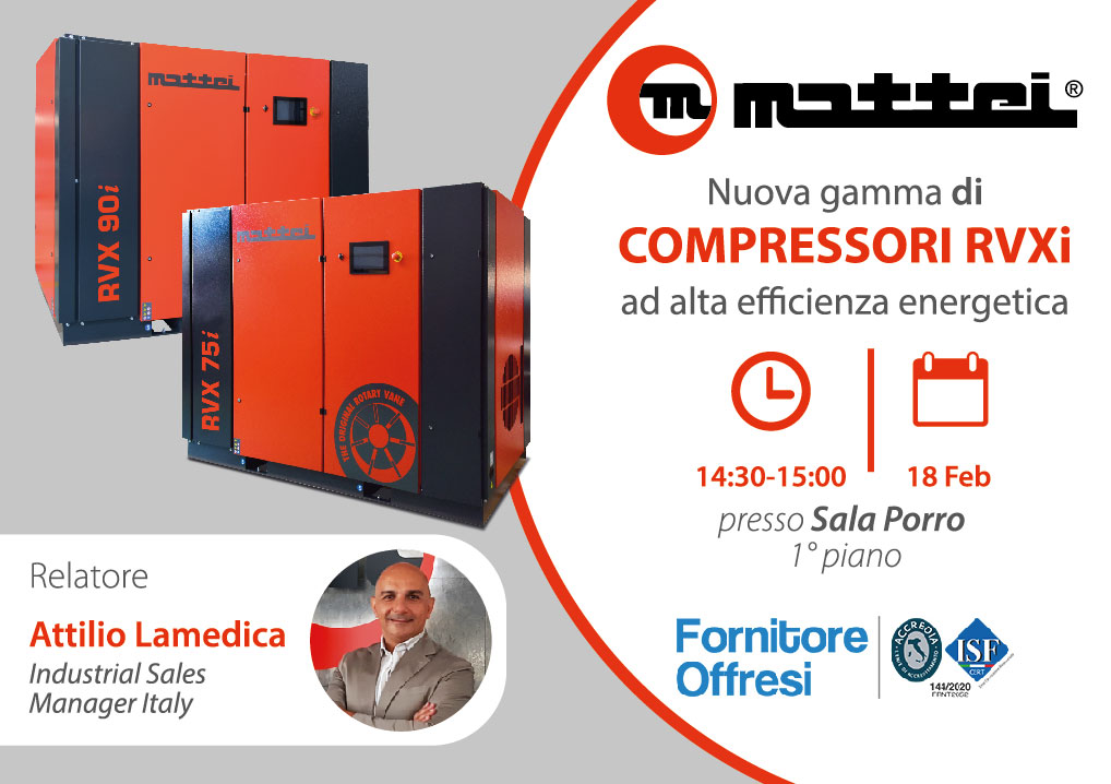 MatteiGroup's tweet photo. Vieni a trovarci alla fiera Fornitore Offresi a Erba! 18/2 alle 14:30 Attilio Lamedica presenterà la gamma RVXi.
E un'occasione unica: NON PERDERLA!!
Scarica ora il tuo invito omaggio:
https://t.co/IKOyElsNFz

#matteigroup #compressore #ariacompressa #fiera #fornitore #industria https://t.co/XfdlTNYcpT