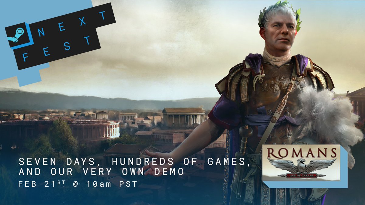 fireflyworlds's tweet photo. 📣We are thrilled to be participating in @Steam's Next Fest, a festival dedicated to the demos of upcoming games!

🏛️Check out the demo of Romans: Age of Caesar, our MMORTS where you'll thrive and falter based on your strategy, in politics and in warfare.

https://t.co/JoNLgOABs3 https://t.co/BVe5D1zoRM