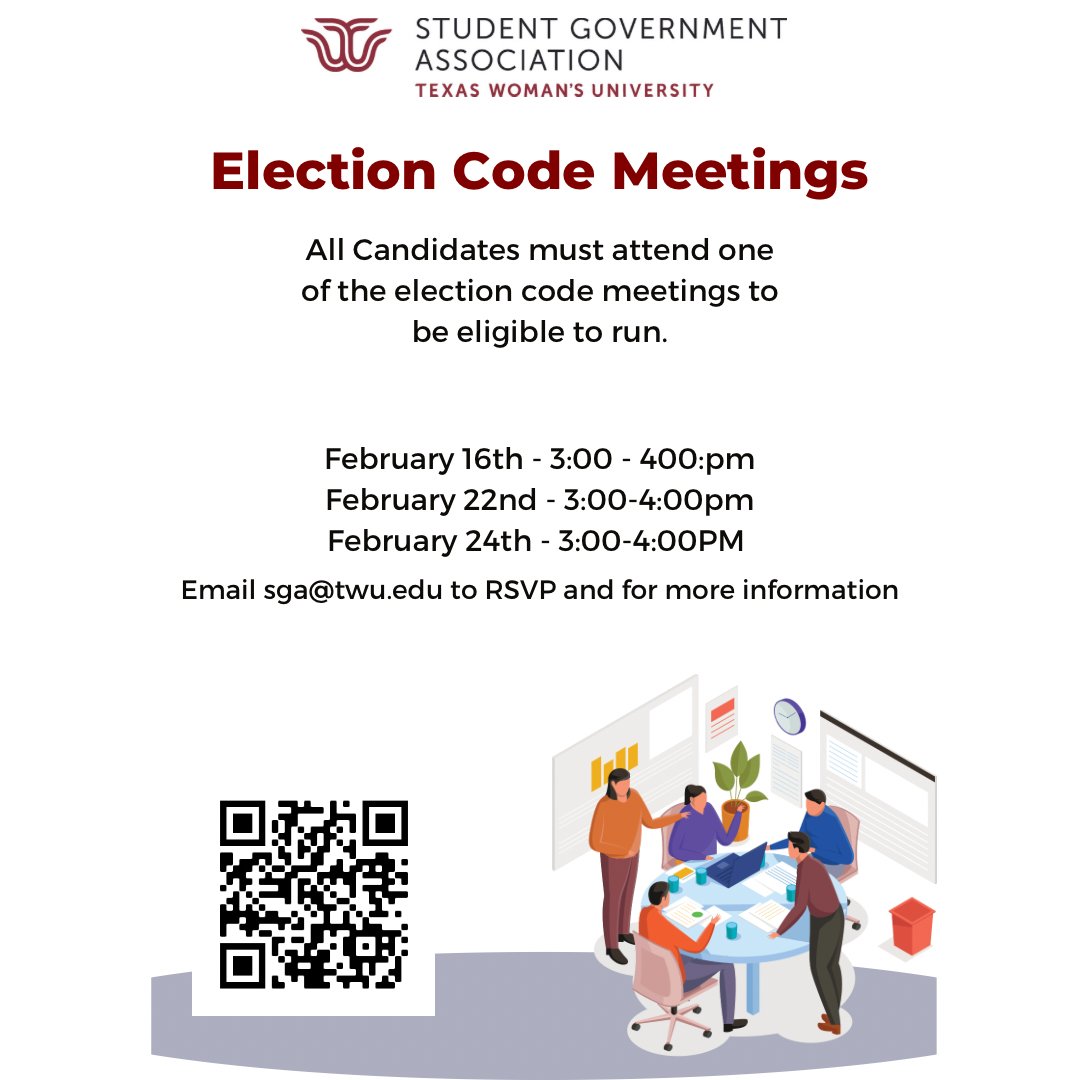 If interested in joining SGA, there is a election code meeting today from 3-4pm. Link to meeting is us04web.zoom.us/j/76615092680?… #twusga