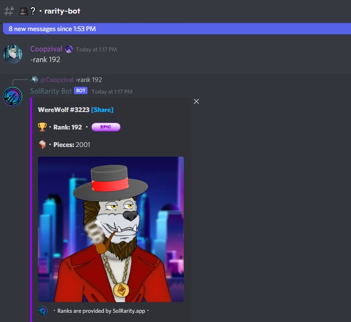 thewolvesnft's tweet photo. Great news pack!! 🥳🔥👀You can now check the rarity of your NFTs in our server: https://t.co/vPKxxrjLeB

#WWC #werewolves #nft #Solana #SolanaNFTs  #NFTCommmunity #Solanart #nfts https://t.co/ulF9gPLpKQ