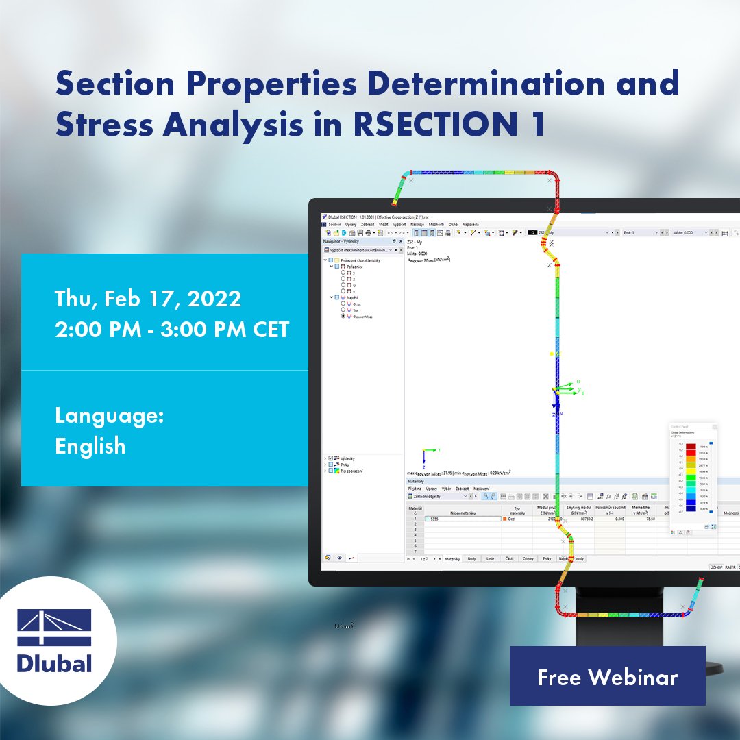 dlubal_en's tweet image. Invitation to the Free Webinar | Section Properties Determination and Stress Analysis in RSECTION 1
dlubal.com/en-US/support-…
#FreeWebinar #RSECTION #SectionProperties #StressAnalysis