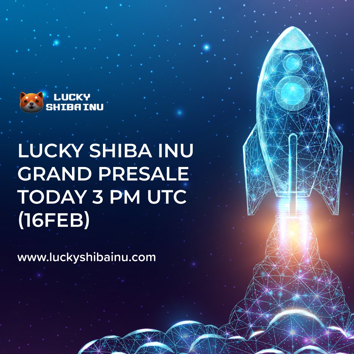 LSHIB Grand Presale- Today 3PM UTC 16 Feb. Let's go, get Lucky! t.me/luckyshibainu
#Presale #PancakeSwap #utility #1000xgem #shiba #luckyshibainuarmy #LSHIB #NFTCommunity #BNB  #BSC #cryptocurrency #cryptoworld #luckyshibainutothemoon #ETH #CryptoInvestor #CryptoNews