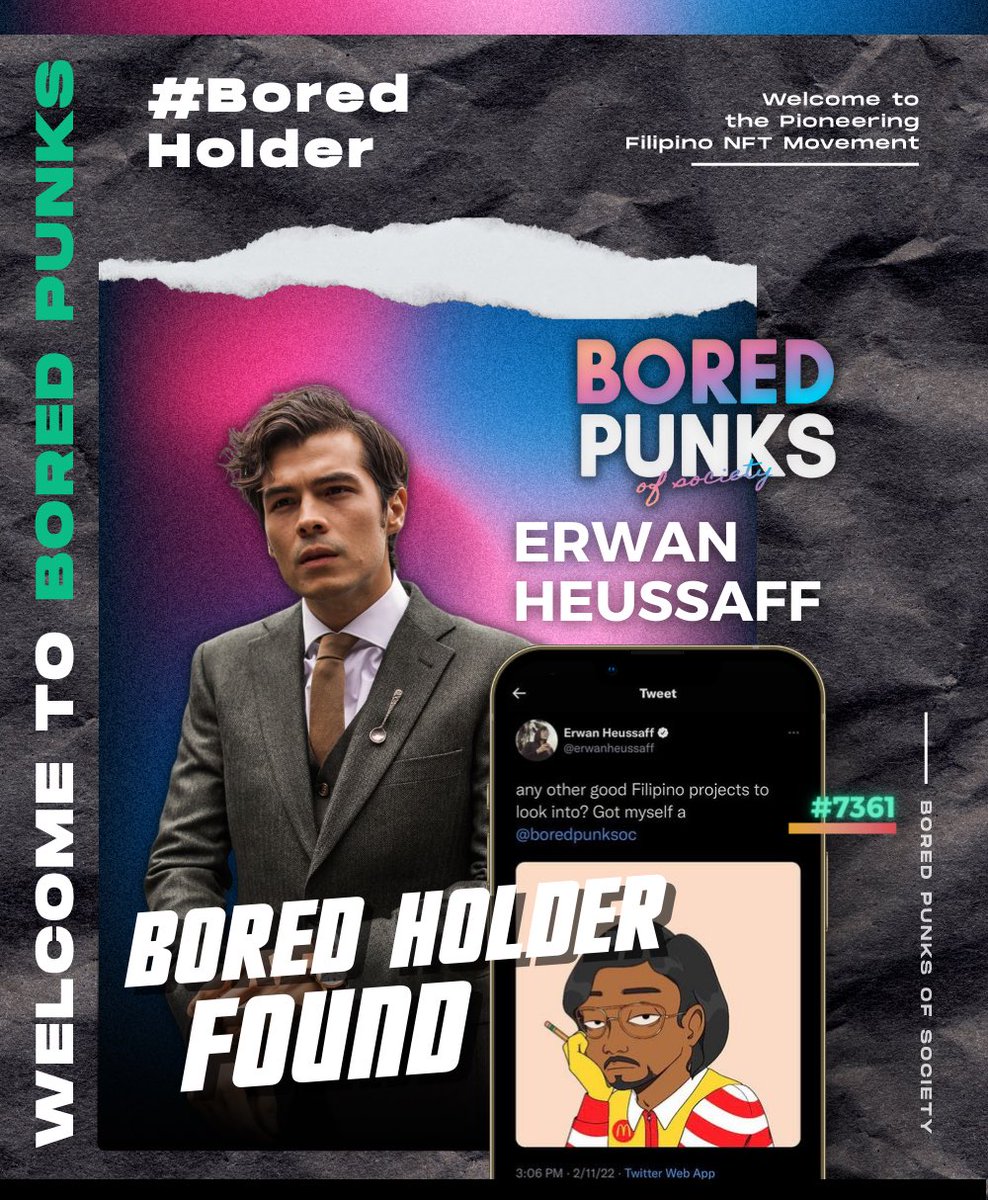 boredpunksoc's tweet photo. 👀 BORED PUNK HOLDER SPOTTED 👀

One of the most prominent media personalities in the Philippines, he is also best recognized for food-related videos on his Youtube Channel!

Let’s all welcome The Fat Kid Inside, Mr. Erwan Heussaff!

Now a Bored Holder 🥳 https://t.co/nvs5D6rKcI