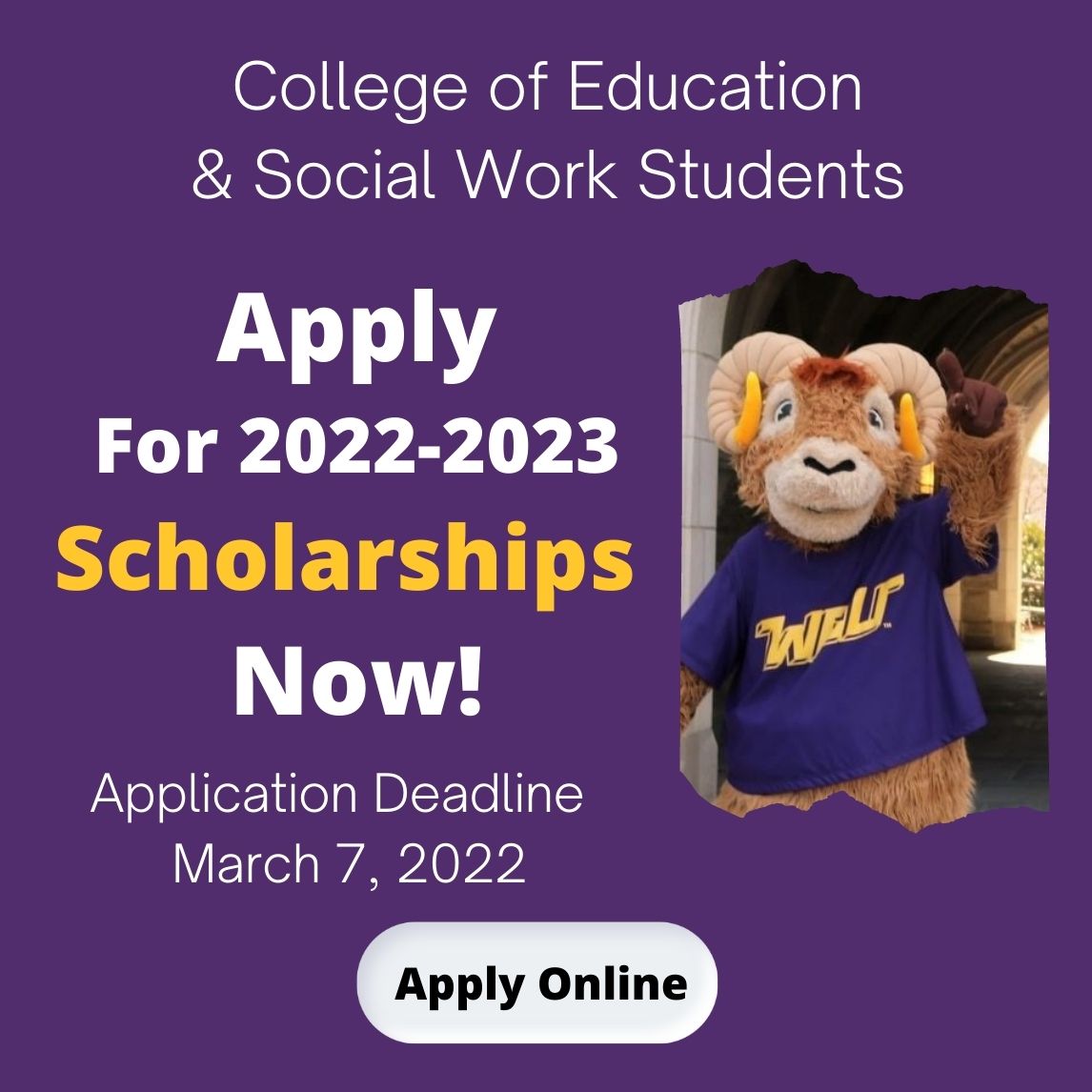 Students! For more information about the available scholarships follow wcupa.edu/education-soci…!
