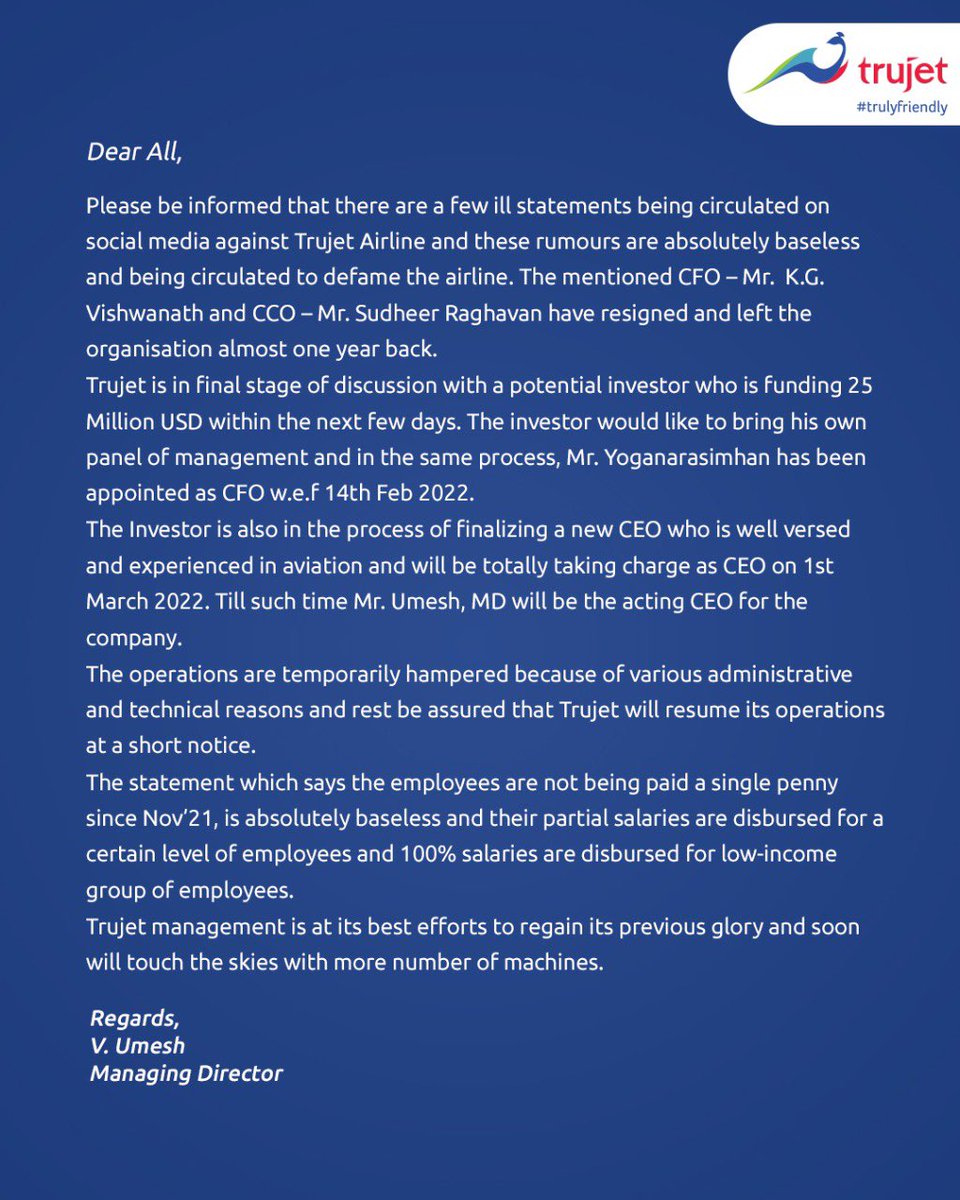 TruJet tweet media